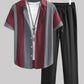 Casual Fashion Striped Short Sleeve Shirt Trousers Suit