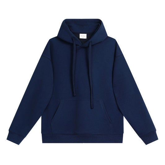 Simple Cotton Composite Drop-shoulder Hooded Sweater