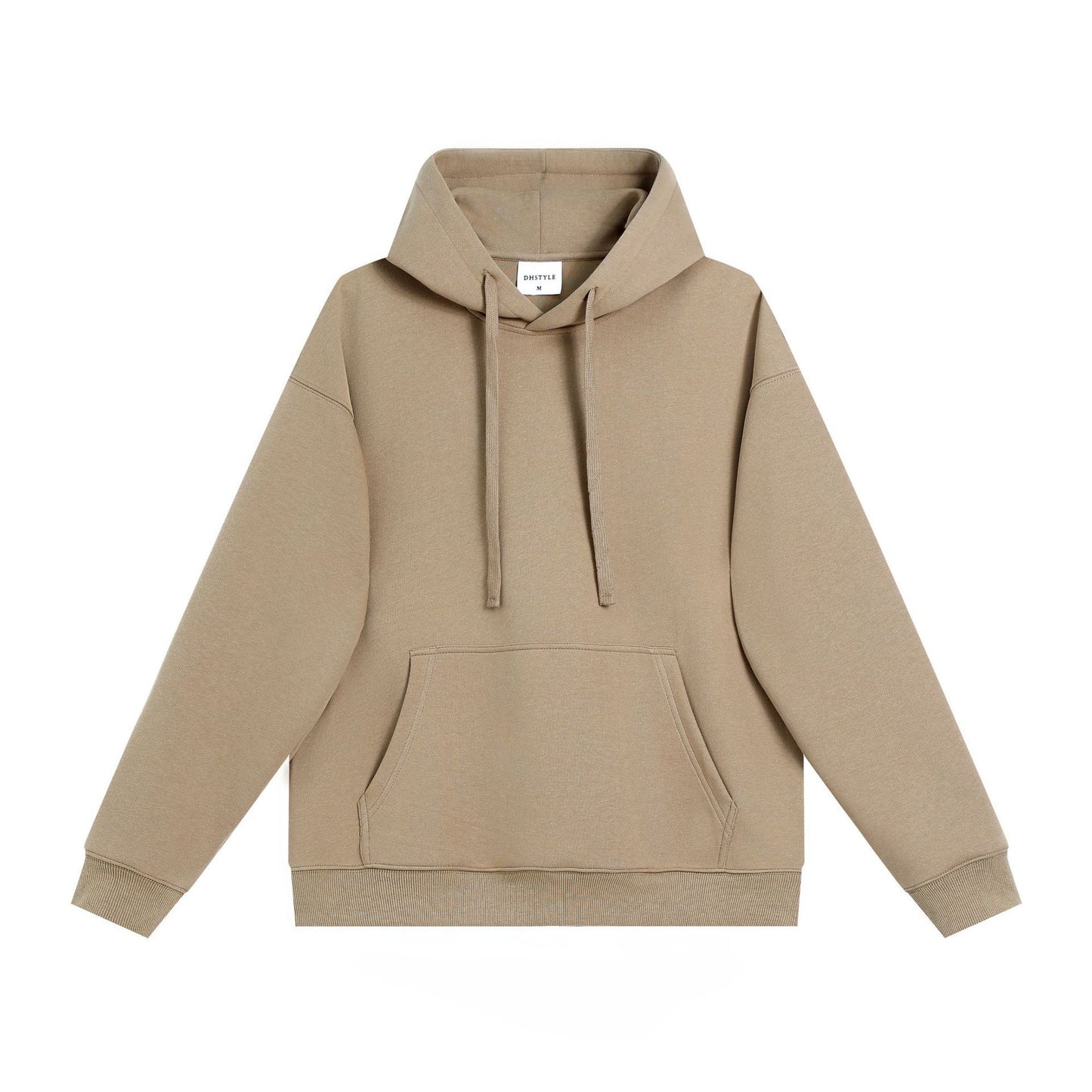 Simple Cotton Composite Drop-shoulder Hooded Sweater