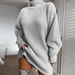 Solid Turtleneck Long Sweater Winter Warm Women Sweater Dress