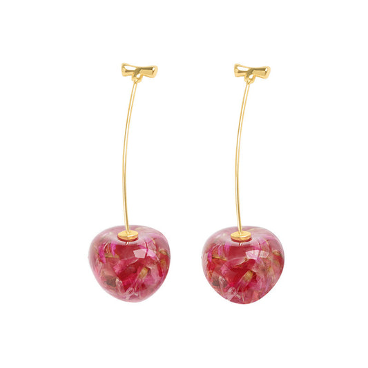 Stylish French Long Cherry Earrings: Sweet, Trendy, and Fashionable