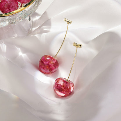 Stylish French Long Cherry Earrings: Sweet, Trendy, and Fashionable