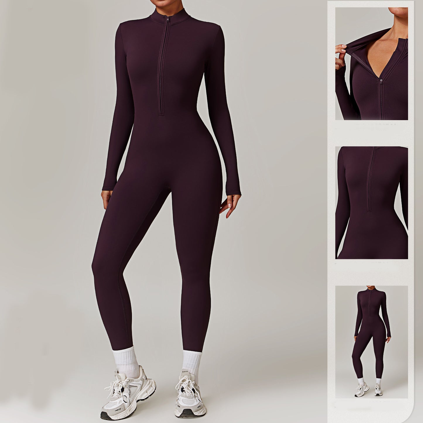 Warm Zipper Long-sleeved Jumpsuit