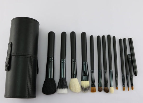 Niya supply 12 makeup sweep set cylinder set brush PU storage makeup tube beauty makeup hair brush eyebrow pencil