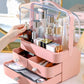 Makeup Storage Desktop Organizer Dustproof Lipstick & Brush Box for Dressing Table & Skincare Products