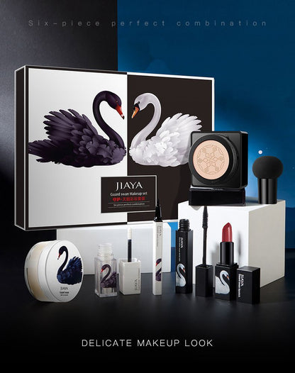 Black And White Swan Makeup Set Cushion bb Cream Makeup Powder Lipstick Seven-piece Gift Box For Beginners