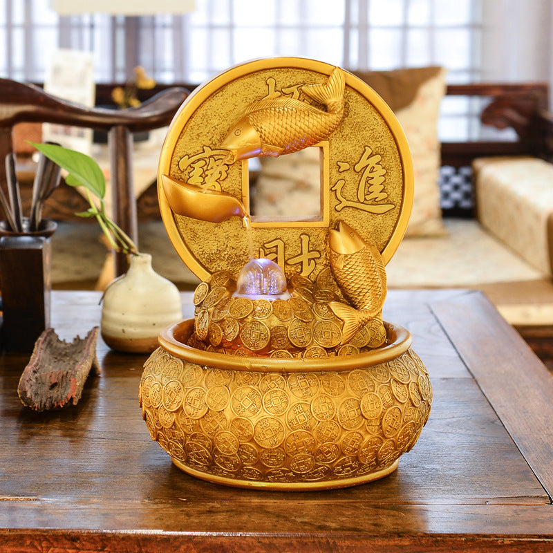 Water Fountain Feng Shui Ornaments Fish Decor Home Office Living Room Decoration