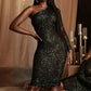 One-shoulder Dress Oblique Collar Wrapped Chest Evening Dress Fashion Sequins Nightclub Sexy