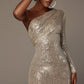 One-shoulder Dress Oblique Collar Wrapped Chest Evening Dress Fashion Sequins Nightclub Sexy