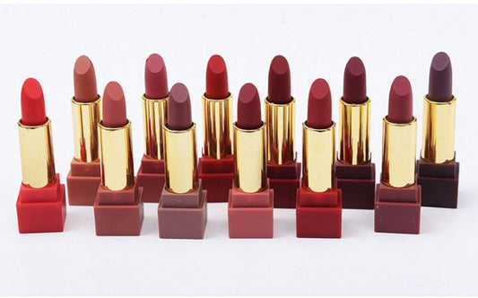 New set of 12-color square tube lipstick matte lipstick