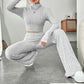 Long Sleeve Turtlenecks Wide Leg High Waist Trousers Suit