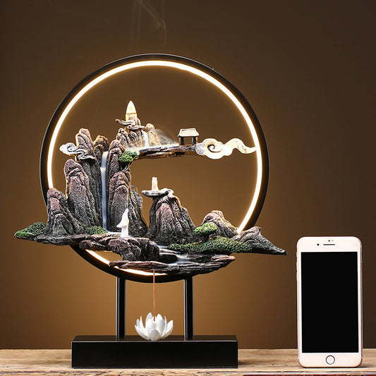 Creative Backflow Incense Burner High Mountain Flowing Water Home Zen Decoration