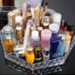 Rotating Cosmetic Storage Box—Diamond Pattern Transparent Makeup & Skincare Display Organizer