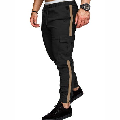 Men's Autumn Stitching Solid Color Casual Sports Loose Straight-leg Pants