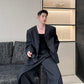 Minimalist Collarless Multi-grain Buckle Wrapping Towel Wide-leg Pants Suit