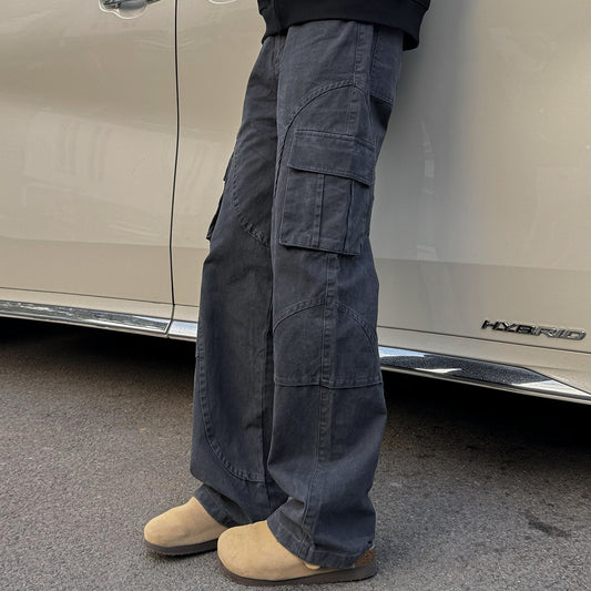 Retro Straight Loose Cargo Pants Wide Leg