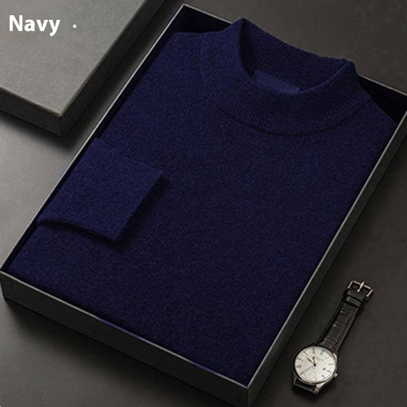 Men's New Solid Color Sweater Fashion Casual Half Turtleneck