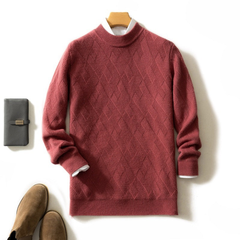 Thick Round Neck Men's Cashmere Sweater