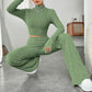 Long Sleeve Turtlenecks Wide Leg High Waist Trousers Suit