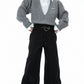 Niche Metal Strap Design Sense Straight Trousers