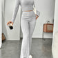 Long Sleeve Turtlenecks Wide Leg High Waist Trousers Suit