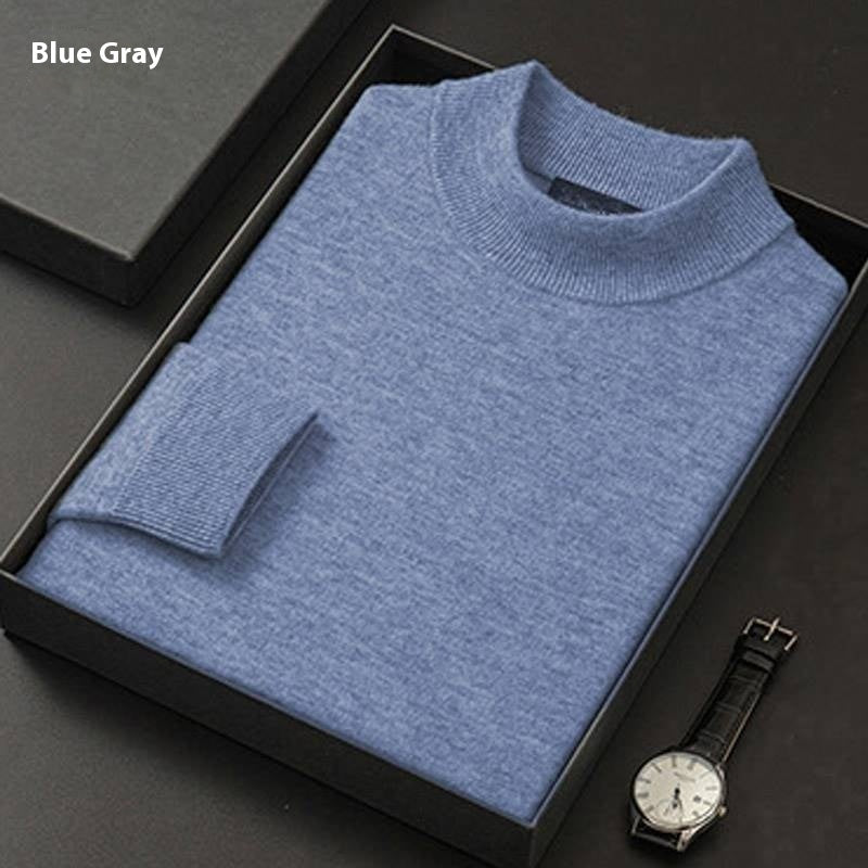 Men's New Solid Color Sweater Fashion Casual Half Turtleneck