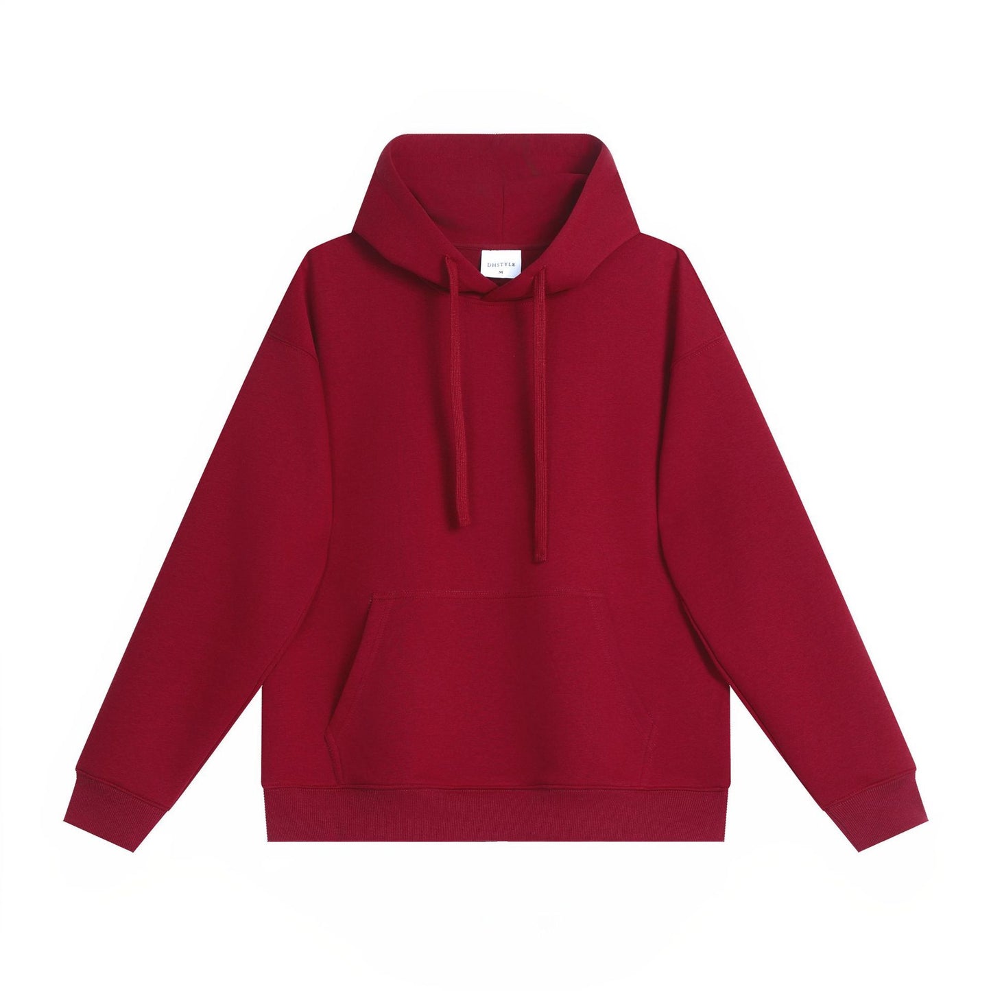 Simple Cotton Composite Drop-shoulder Hooded Sweater