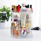 Rotating Cosmetic Storage Box—Diamond Pattern Transparent Makeup & Skincare Display Organizer