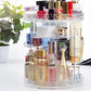 Rotating Cosmetic Storage Box—Diamond Pattern Transparent Makeup & Skincare Display Organizer