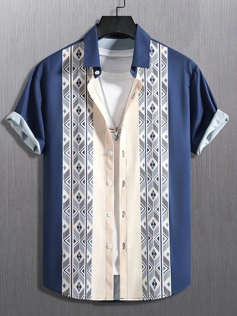 Casual All-matching Fashion Geometric Trend Short Sleeve Shirt