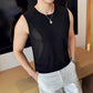 Breathable Cut-out Knitted Vest Men's Athletic Fitness Stretch Sleeveless T-shirt