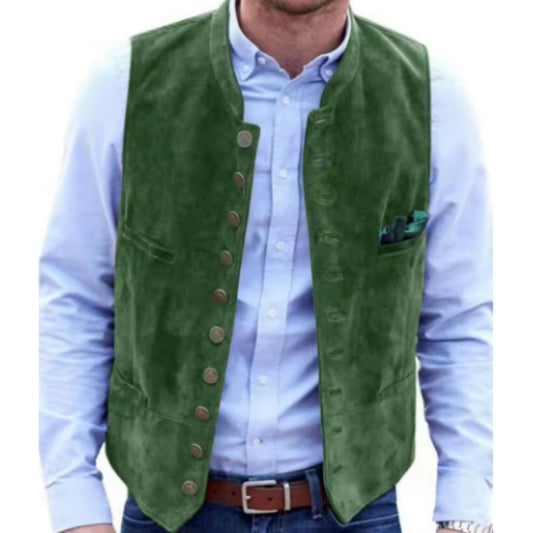 Men's European And American Retro Velvet Multi-button Casual Vest Coat