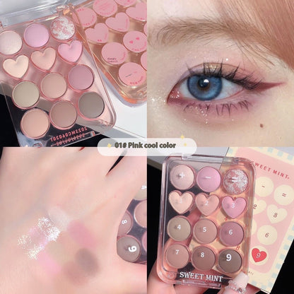 Makeup SWEET MINT Twelve-color Love Heart Eye Shadow Plate Beginner