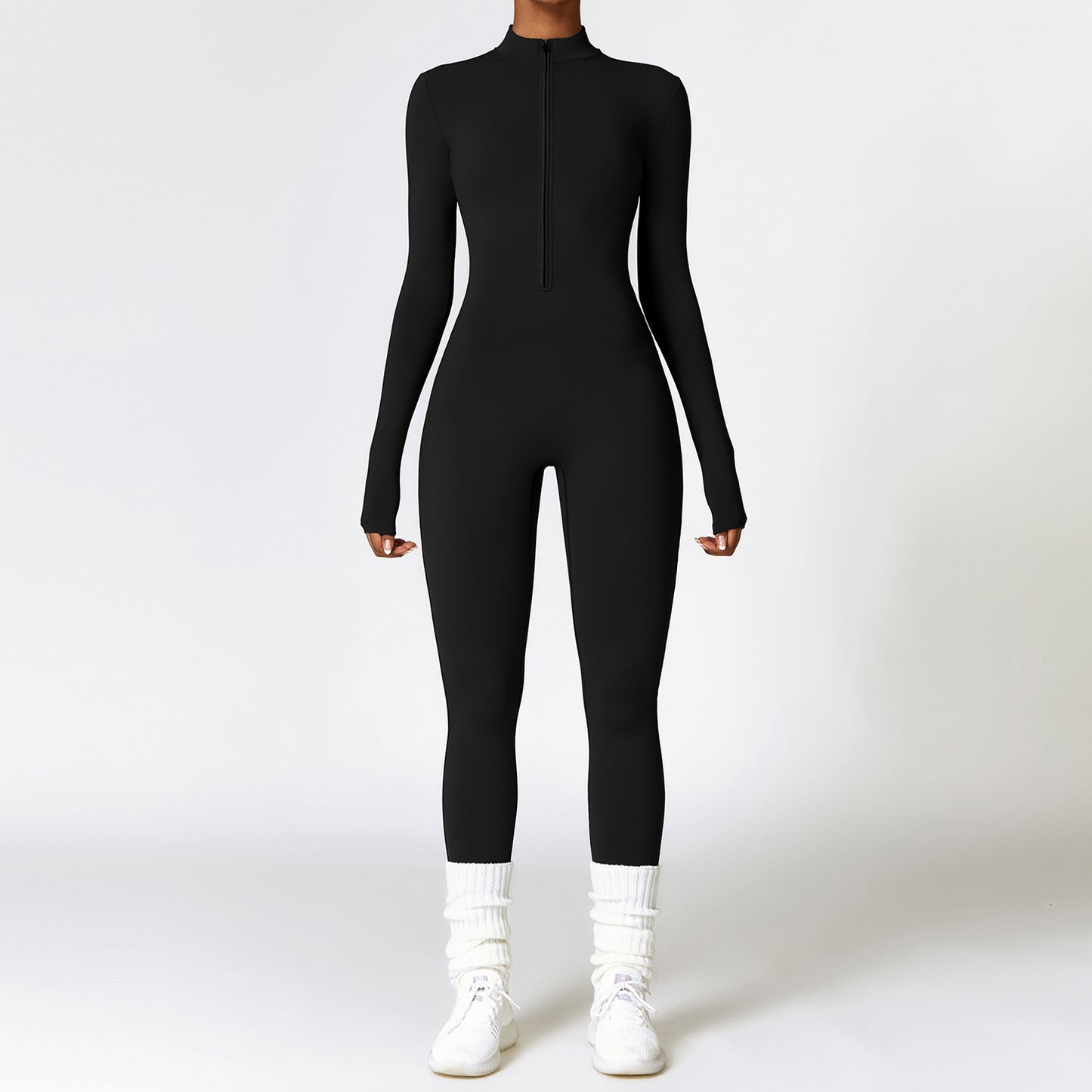 Warm Zipper Long-sleeved Jumpsuit