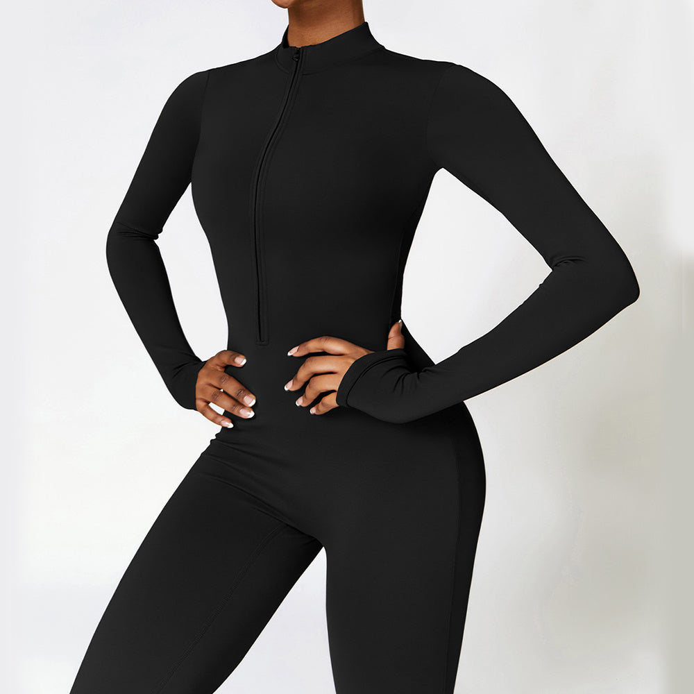 Warm Zipper Long-sleeved Jumpsuit