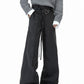 Niche Metal Strap Design Sense Straight Trousers