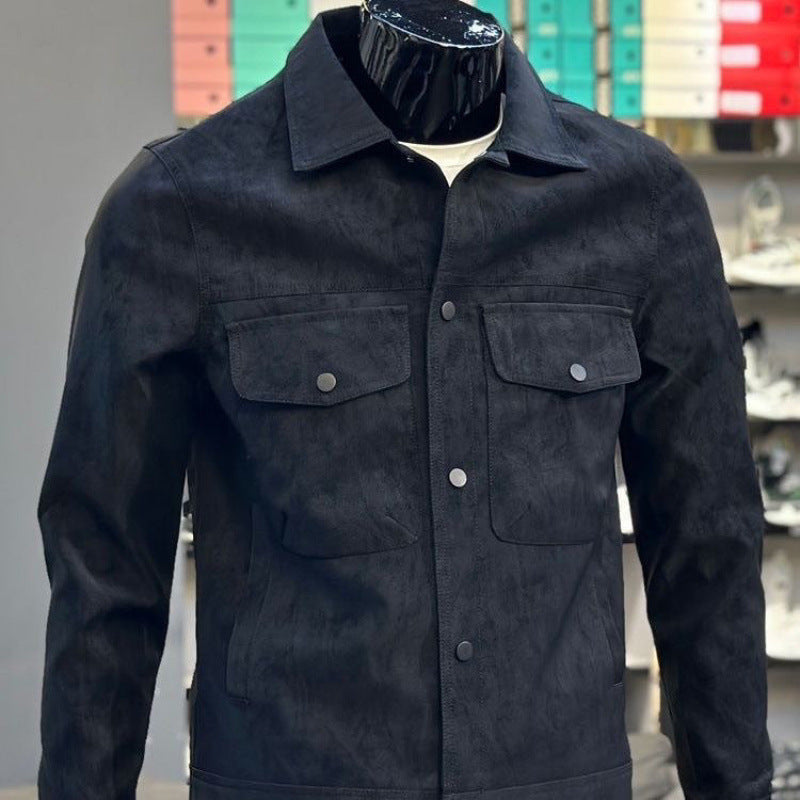 New Casual Collar Trendy Cool Suede Jacket Single-breasted Men's Jacket