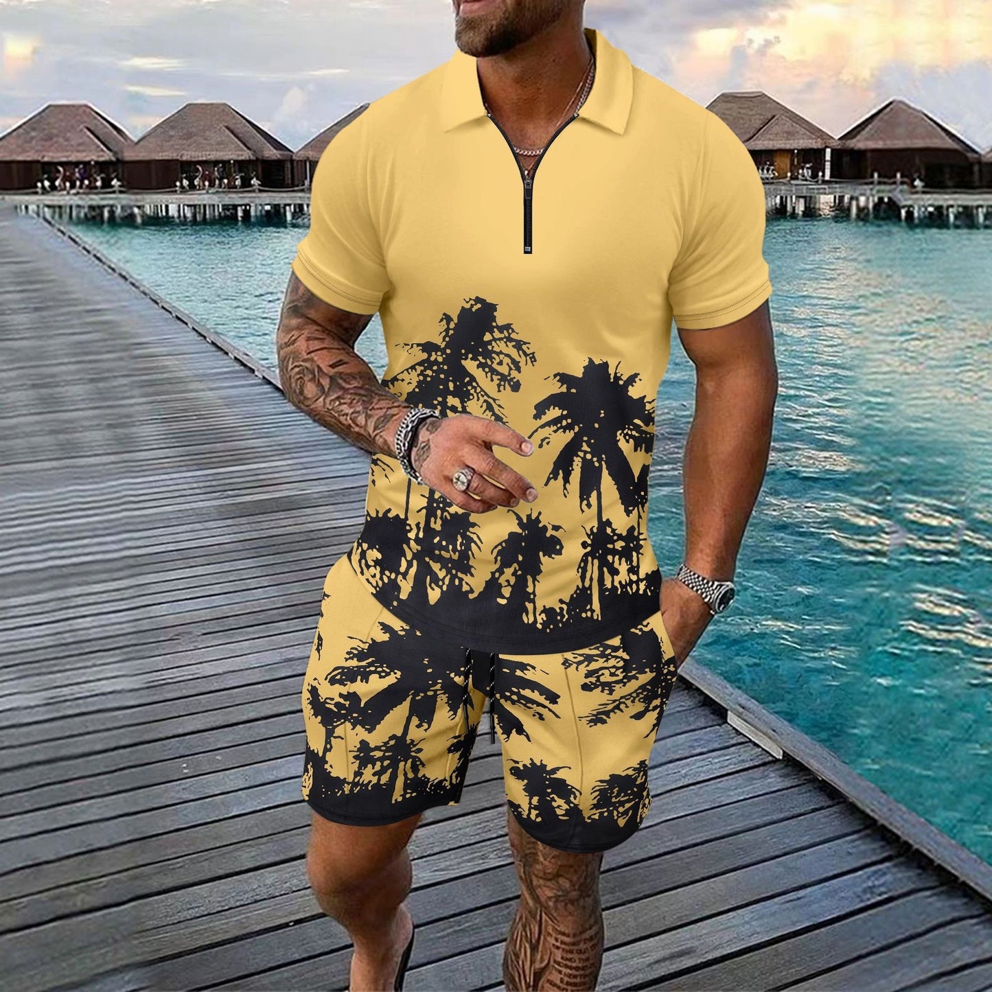 Summer Men's Short-sleeved Shirt Shorts Suit