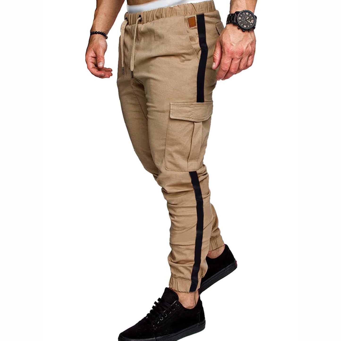 Men's Autumn Stitching Solid Color Casual Sports Loose Straight-leg Pants