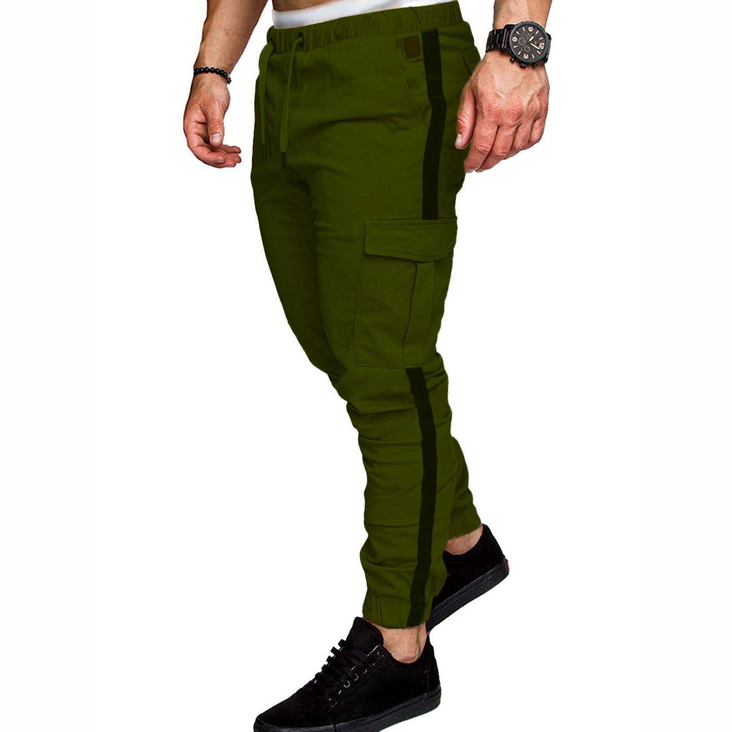 Men's Autumn Stitching Solid Color Casual Sports Loose Straight-leg Pants