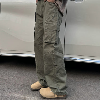 Retro Straight Loose Cargo Pants Wide Leg