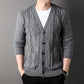 Knitted Cardigan Rhombus Loose Casual Sweater Coat Men