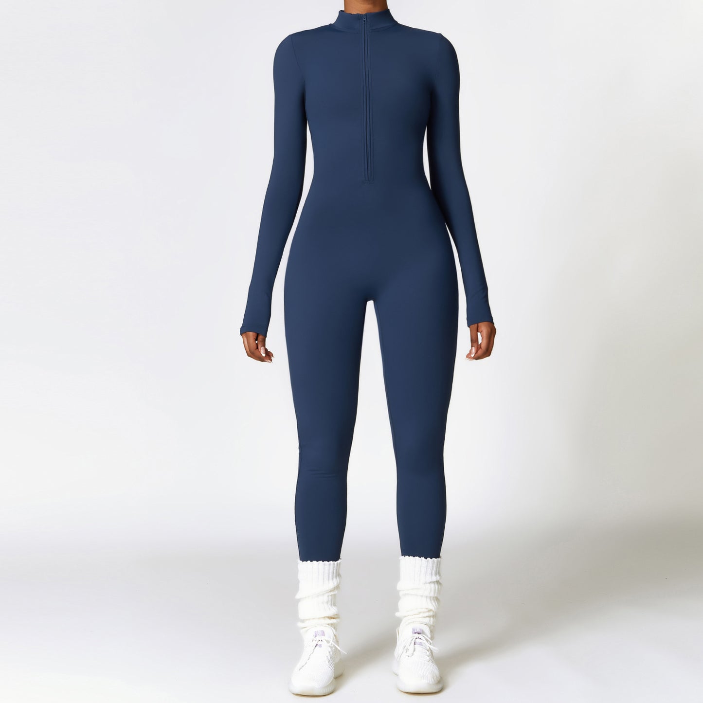 Warm Zipper Long-sleeved Jumpsuit