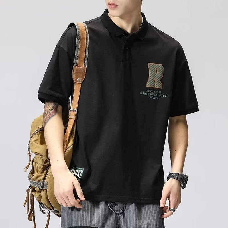 Japanese Polo Shirt Short-sleeved Lapel T-shirt Men's Design Sense