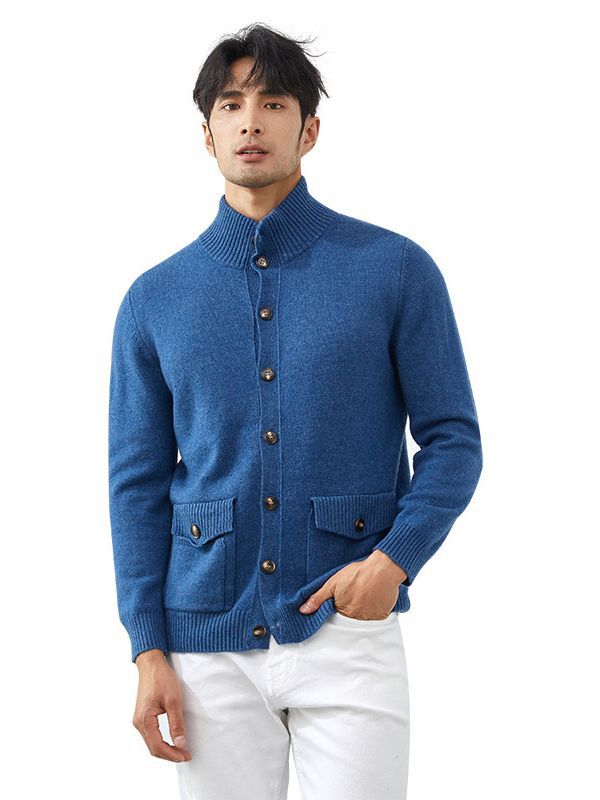 Casual Long Sleeve Cashmere Knitted Cardigan Men's Sweater