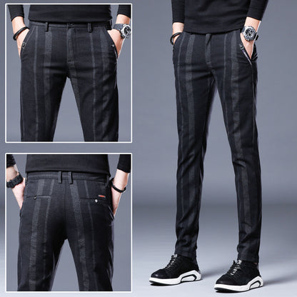 Men's Casual Vertical Striped Straight Leg Pants