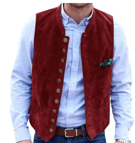 Men's European And American Retro Velvet Multi-button Casual Vest Coat