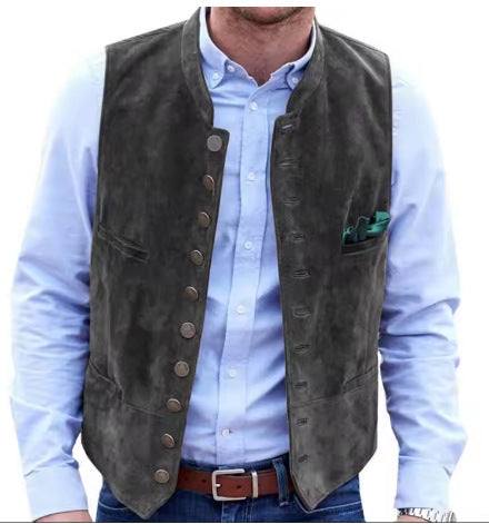 Men's European And American Retro Velvet Multi-button Casual Vest Coat