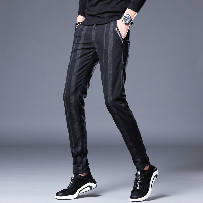 Men's Casual Vertical Striped Straight Leg Pants