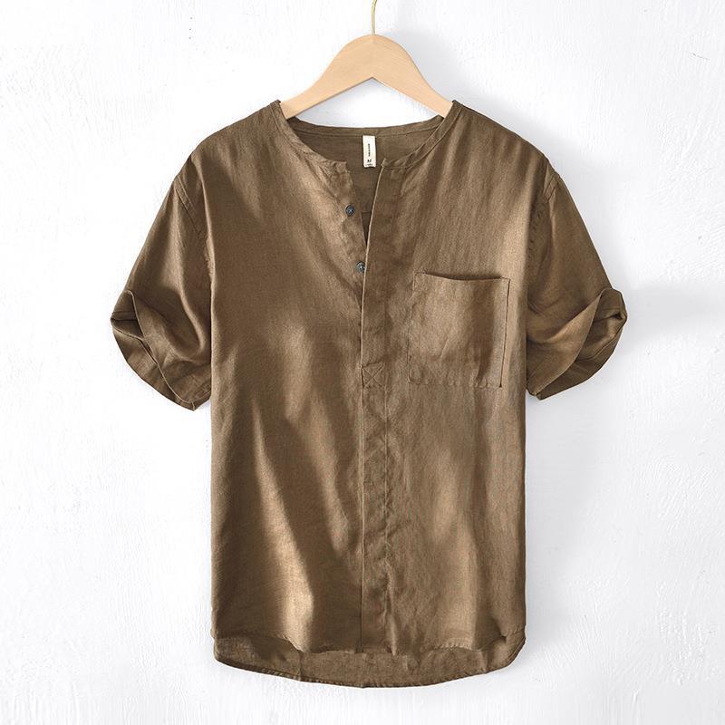 Men's Short-sleeved Linen Shirt